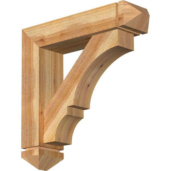 Ekena Millwork Balboa Arts and Crafts Rough Sawn Bracket w/ Offset Brace, Western Red Cedar, 6"W x 24"D x 24"H BKT0604X24X24BOA03RWR - main